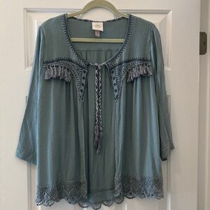Knox Rose sage green open front with tassell Medium/Large